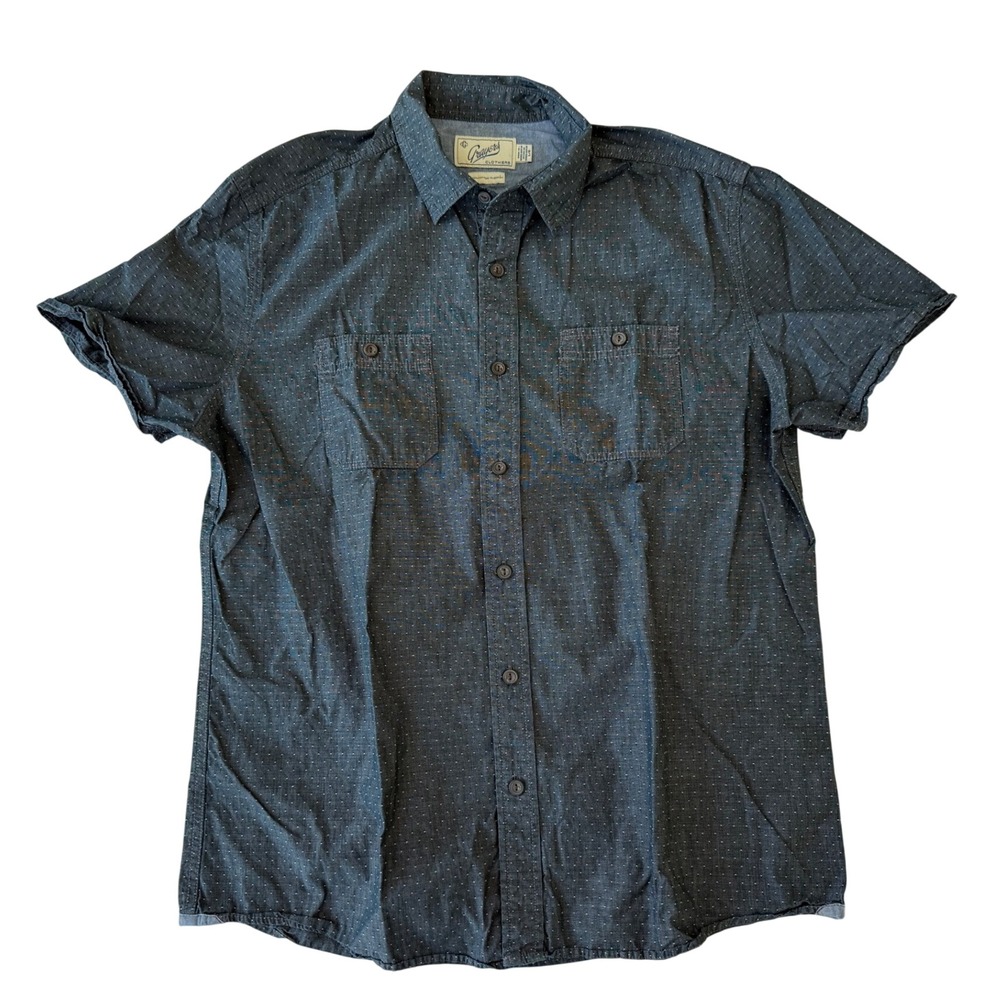 Grayers Button Down Shirt Mens Large Blue Short Sleeve Cotton Micro Dot Casual
